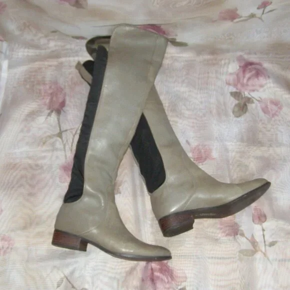 Vintage size 9 Charles David Taupe Leather Knee High Boots - Picture 11 of 13